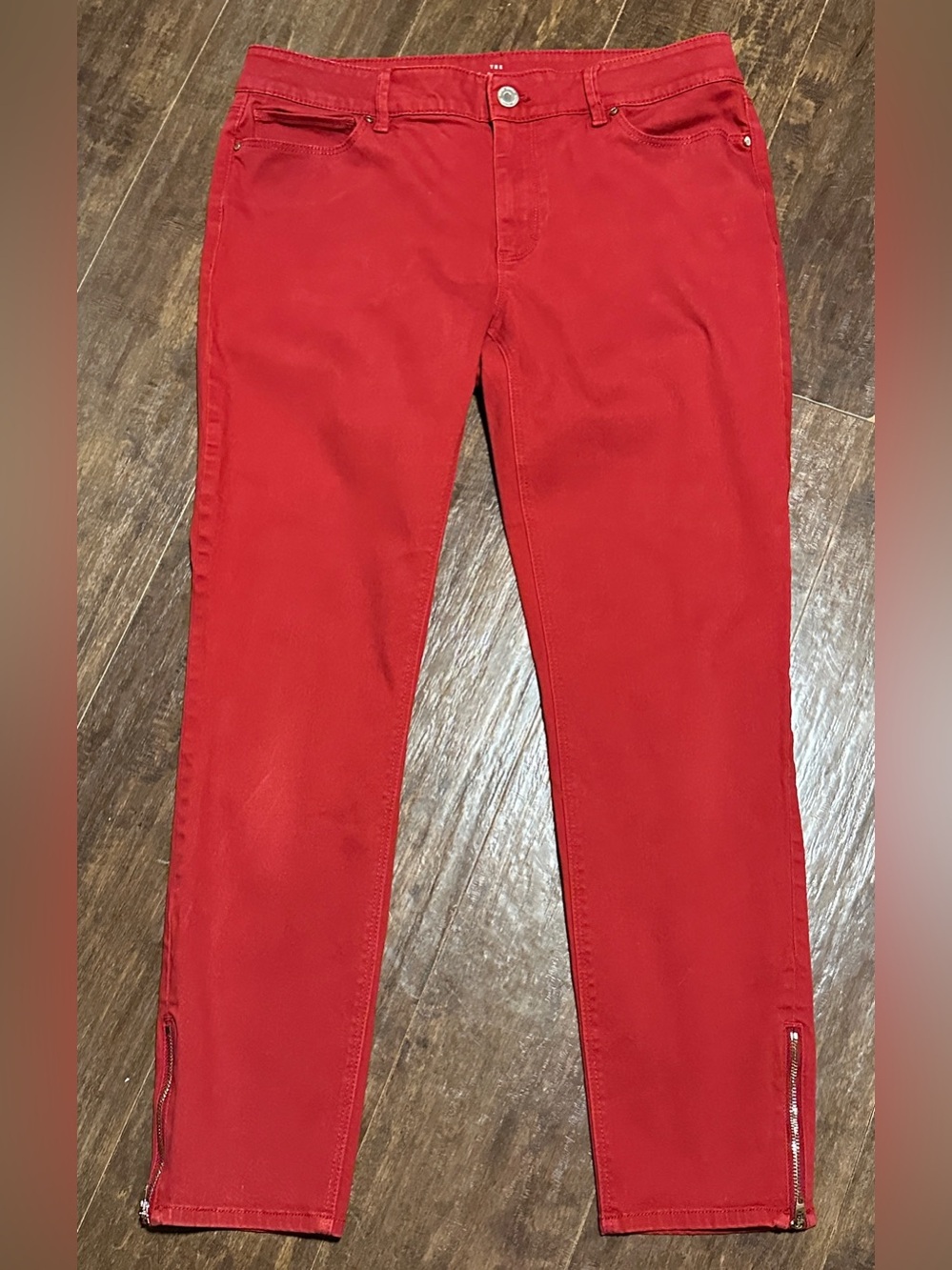 White House Black Market The Skimmer Red Pants Ankle Zippers WHBM 8